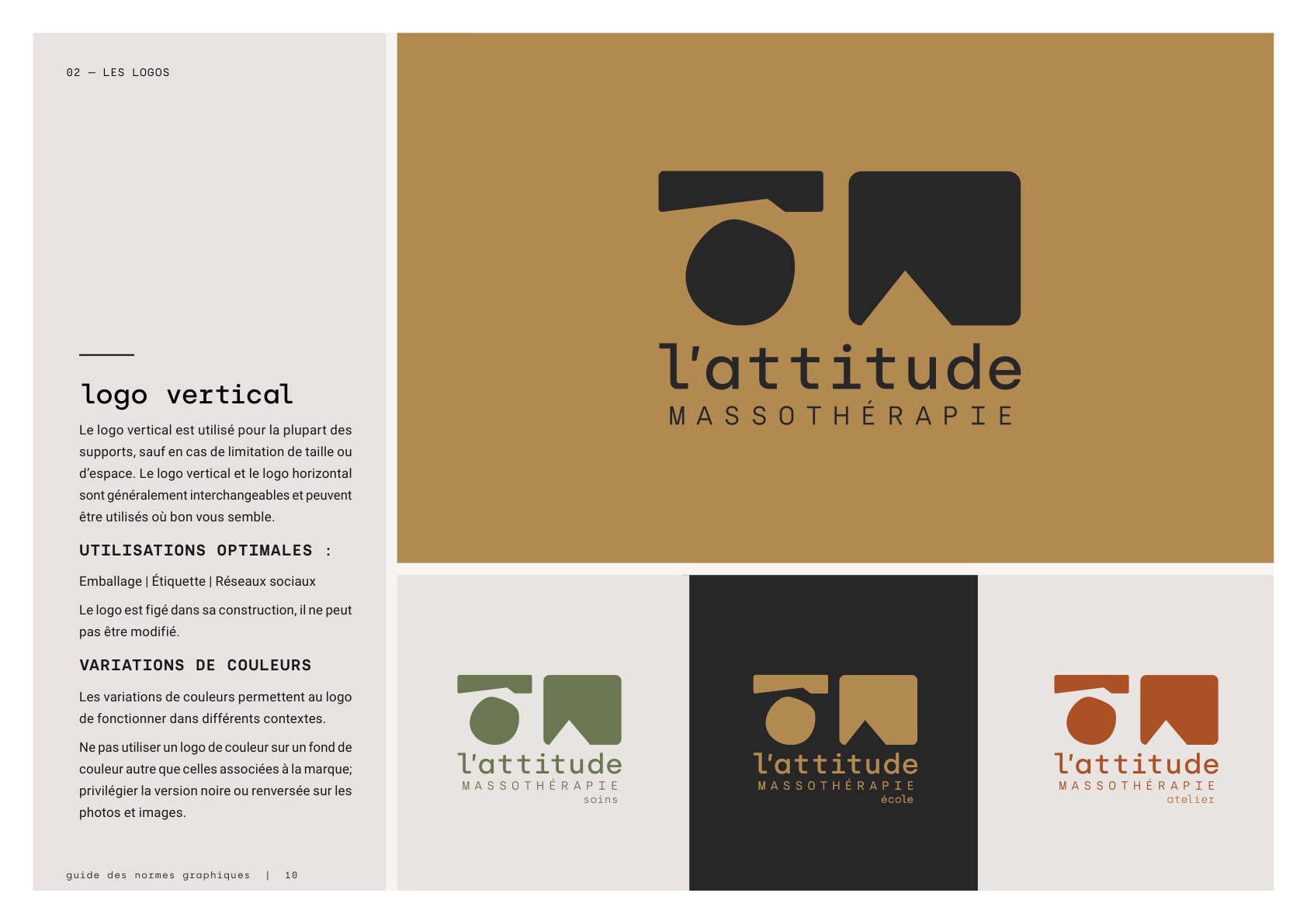 Logo vertical · utilisations optimales et variations de couleurs