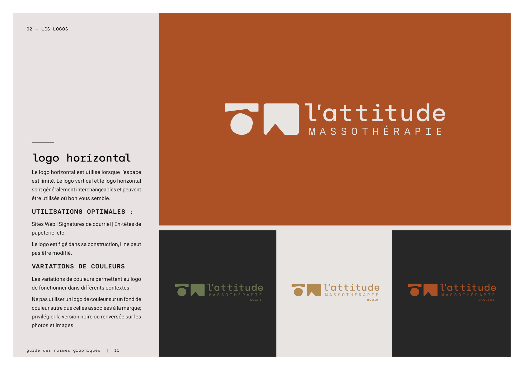 Logo horizontal · utilisations optimales et variations de couleurs