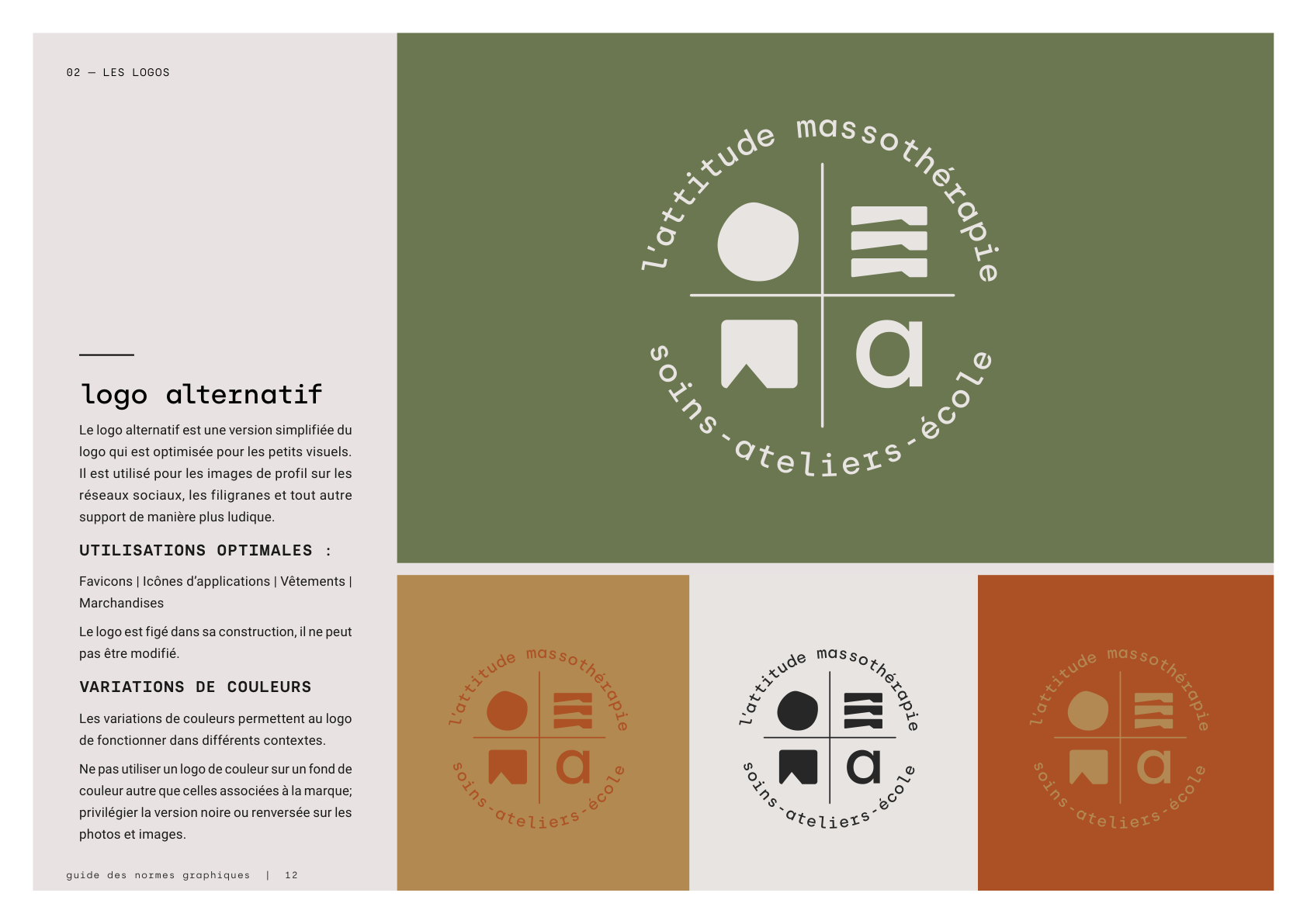 Logo alternatif · utilisations optimales et variations de couleurs
